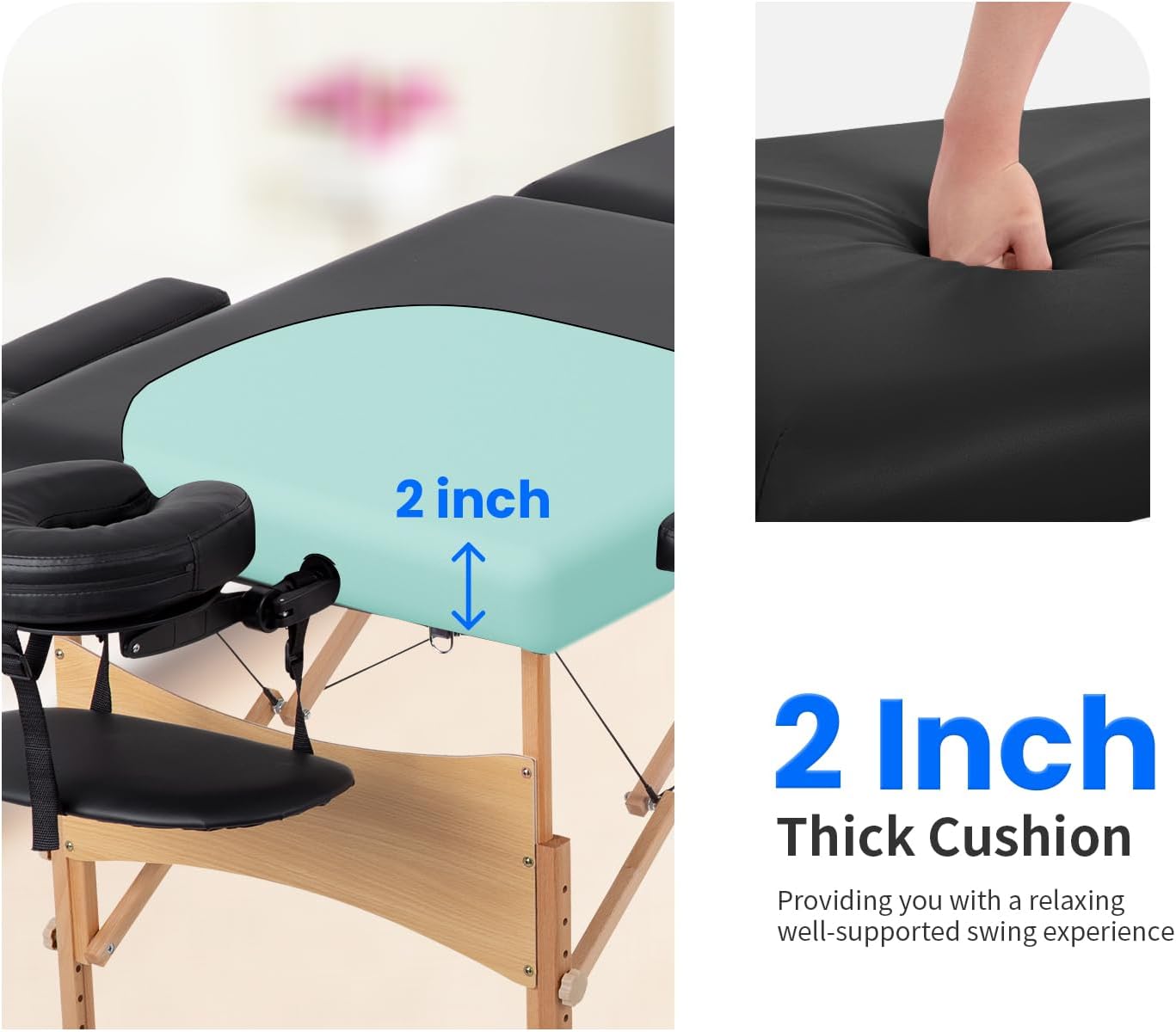 PayLessHere Mesa de masaje portátil de 2 pliegues, cama de spa, cama de masaje, cama de masaje, cama de pestañas facial, cama de cuna facial, altura