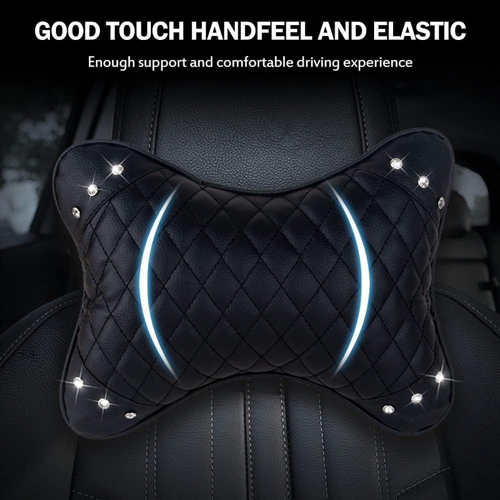 eing Almohada para el cuello del automóvil, transpirable, cojín de descanso para la cabeza y el cuello, con cristales brillantes, para relajarse,
