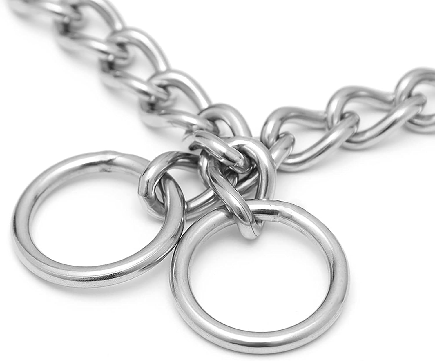 Paquete de 2 collares de cadena para entrenamiento de perros, collar martingala de acero inoxidable 304 (19 pulgadas, 0.098 in, plateado)