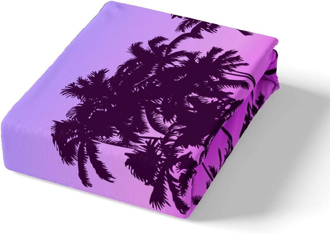 Juego de sábanas tropicales de palmera, tamaño King, juego de ropa de cama para niños, niñas, niños y adultos, decoración romántica de acuarela