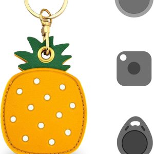 Bonita funda de cuero con llavero para Apple AirTag, Tile Mate, Galaxy SmartTag, eufy SmartTrack Link y llavero, antiarañazos Bonita funda de cuero con llavero para Apple AirTag, Tile Mate, Galaxy SmartTag, eufy SmartTrack Link y llavero, antiarañazos