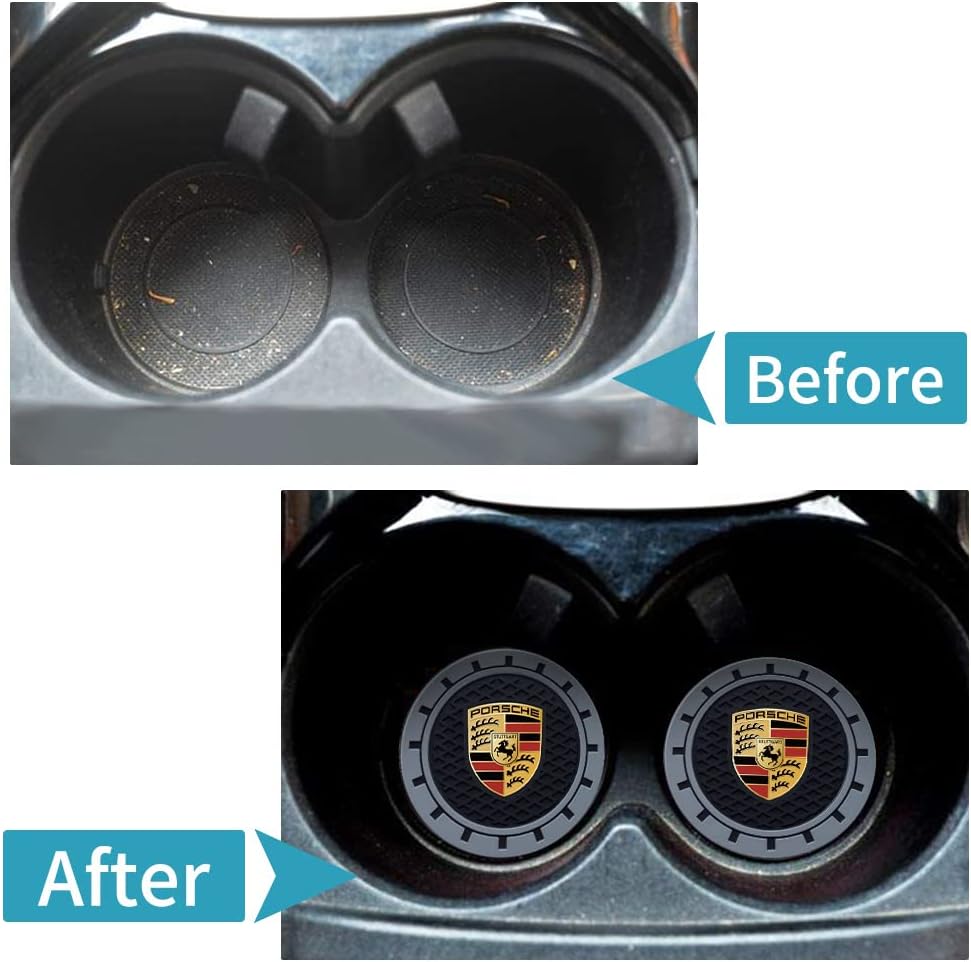 Portavasos para automóvil Porsche, 2 posavasos compatibles con Porsche Panamera Cayenne Macan Boxster Taycan Cayman 718 911, posavasos