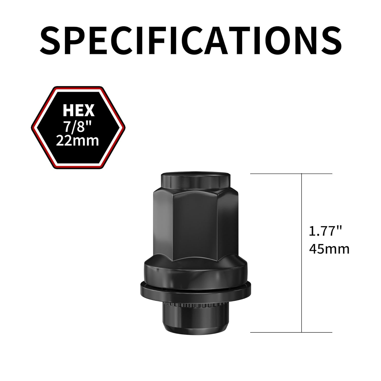 Richeer 20 tuercas hexagonales de 14 x 1.5 pulgadas, 1.77 pulgadas de alto, 78 pulgadas (0.866 in) hexagonales M14x1.5 OEM fábrica Mag arandela