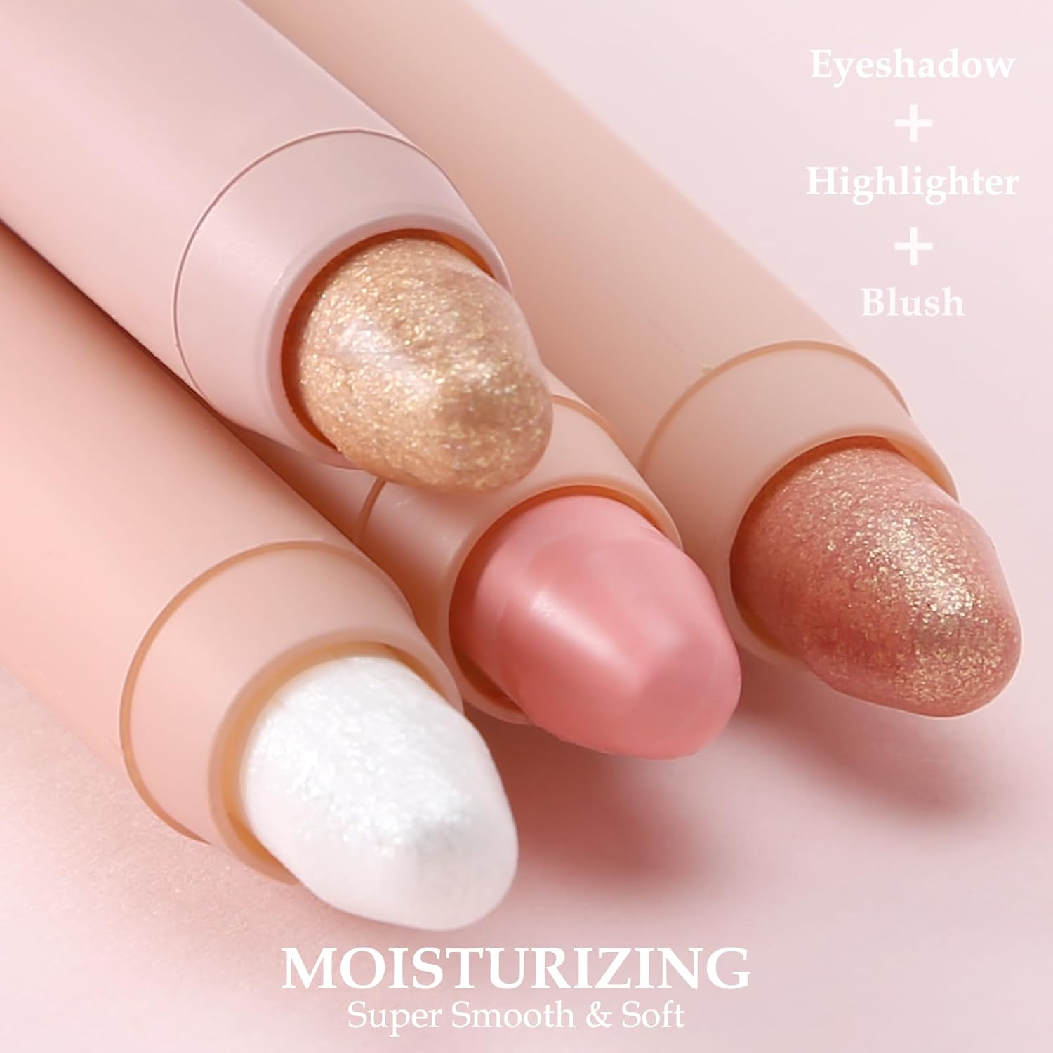 Sombra de ojos Blush Highlighter Maquillaje 3 en 1, Multi Stick impermeable, de larga duración, fácil de colorear, brillo luminizador