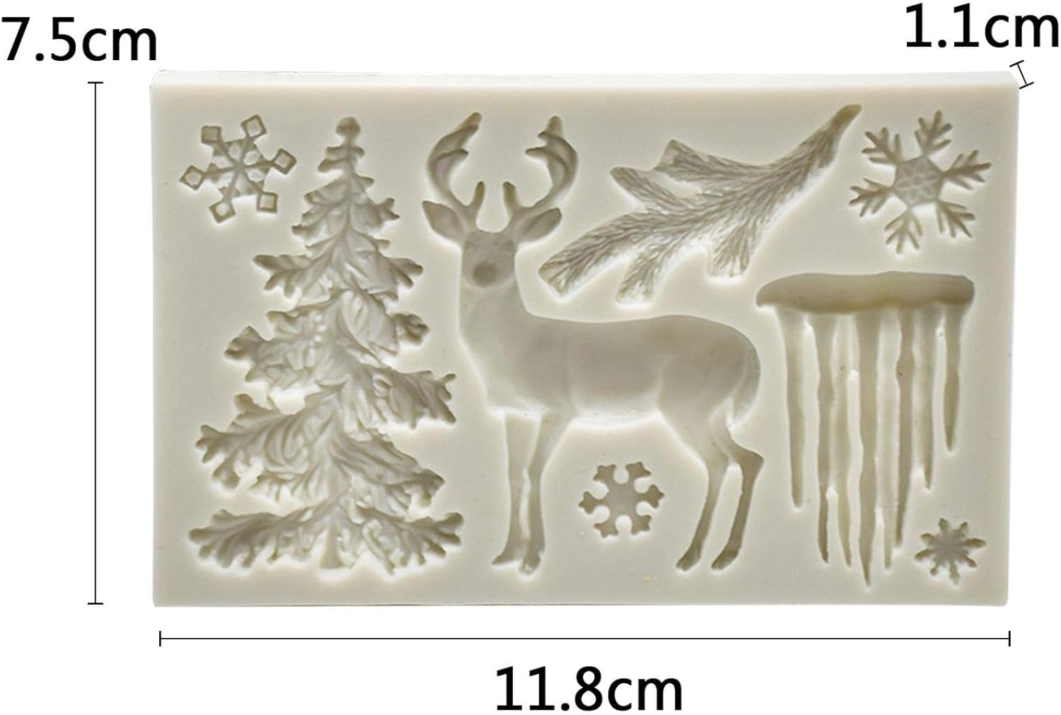 Moldes de chocolate de Navidad, molde de silicona 3D, diseño de ciervos con temática de Navidad, molde de fondant, molde de copo de nieve para hacer