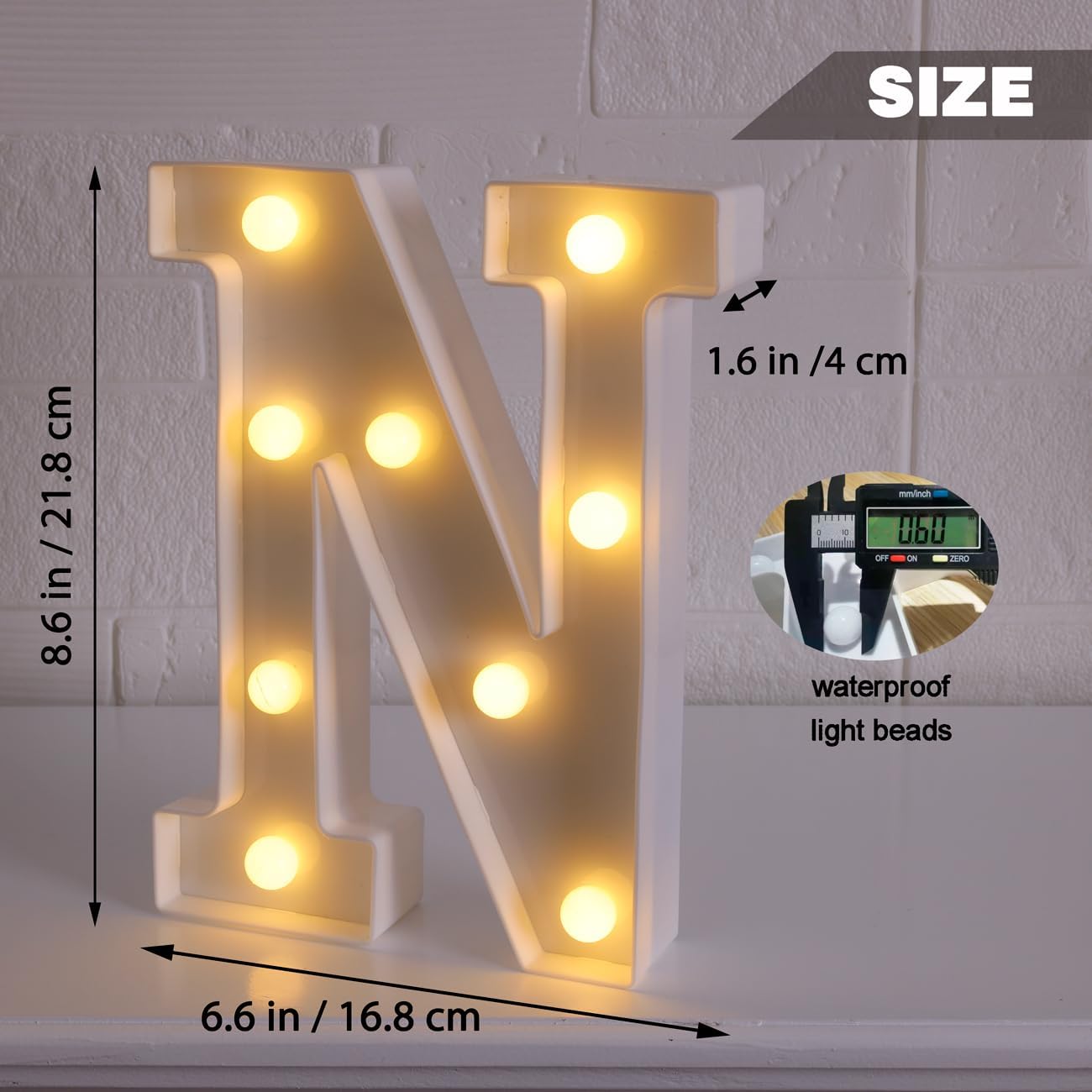 Letras iluminadas, letras LED, 26 letras del alfabeto, letras iluminadas decorativas, a pilas, para fiestas, bares, luz de noche, decoración del