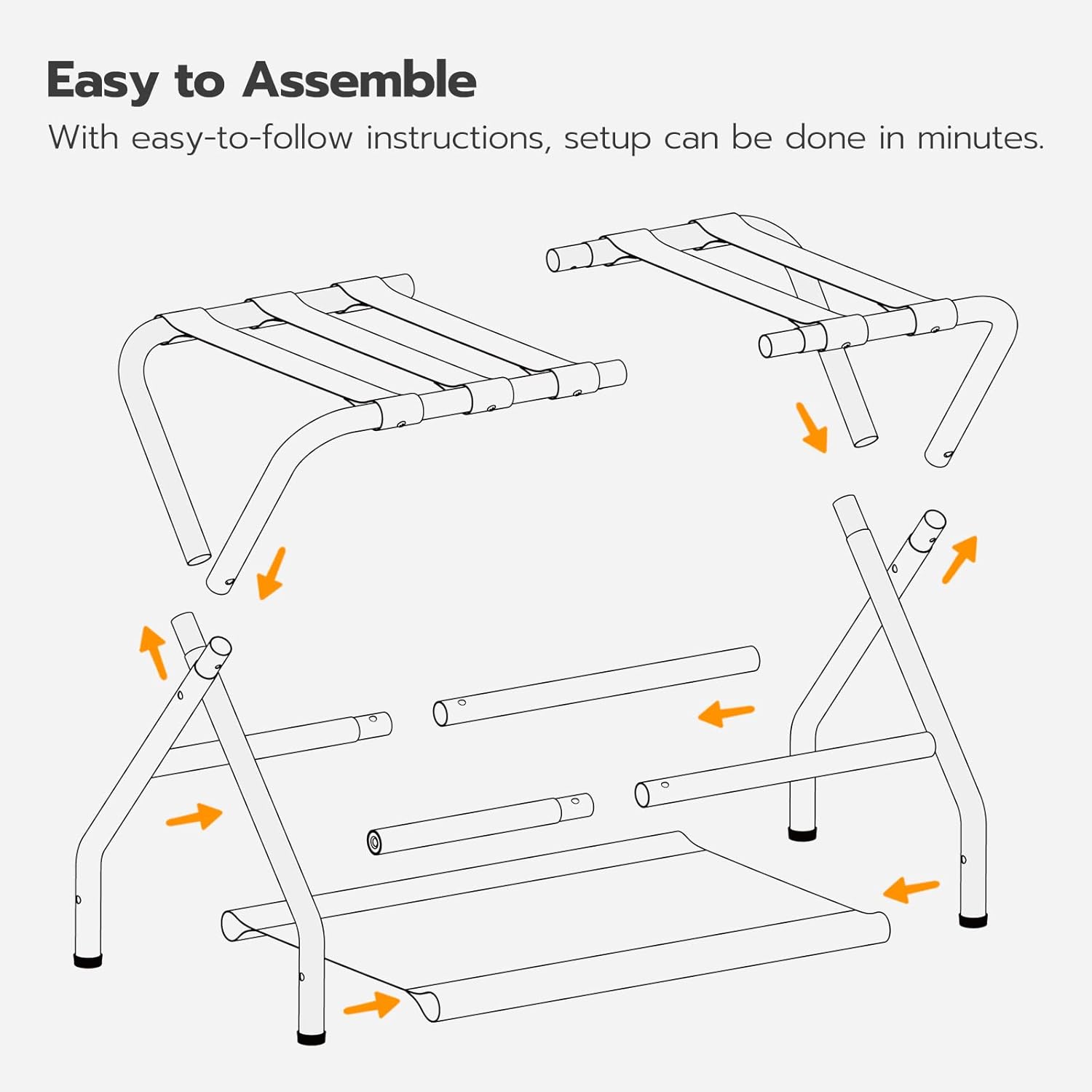 HOOBRO Portaequipajes, soporte plegable para maleta con estante de almacenamiento de tela para habitación de invitados, dormitorio, hotel, soporta