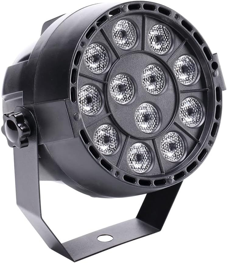 Acouto Luz LED par con soporte de montaje 5.118 * 5.118 * 5.118 in5.12 * 5.12 * 5.12 pulgadas 12 luces LED de escenario con RGBW Color DMX