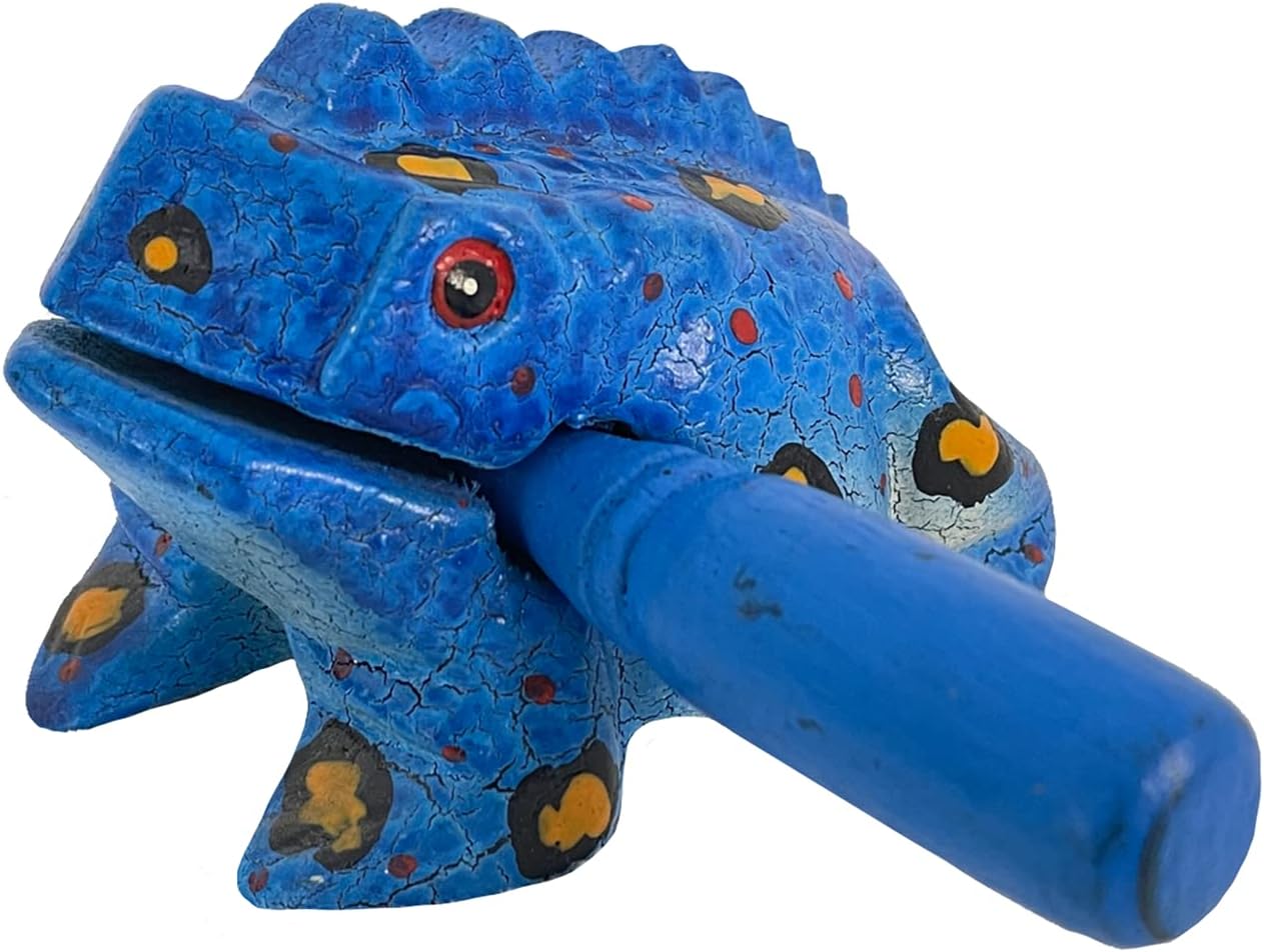 Instrumento de percusión de rana de madera de 4 pulgadas, rana de madera, bloque de tono de escofina de Guiro, Tailandia, artesanía musical, rana de