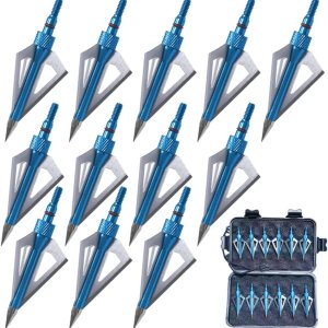 3 cuchillas de caza de 100125 granos, cabezas de flecha atornilladas, puntas de flecha compatibles con ballesta y arco compuesto + 1 estuche de 3 cuchillas de caza de 100125 granos, cabezas de flecha atornilladas, puntas de flecha compatibles con ballesta y arco compuesto + 1 estuche de