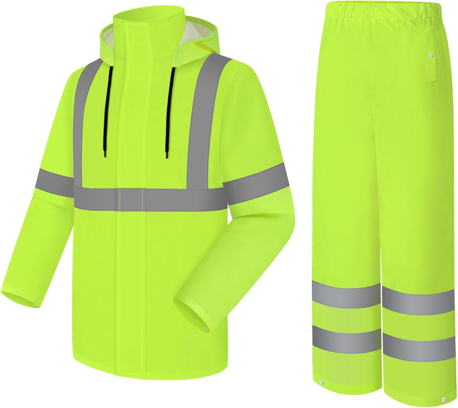 Uno Mejor Abrigo y pantalones de lluvia de alta visibilidad, traje de lluvia de alta visibilidad para hombres, chaqueta impermeable con capucha,