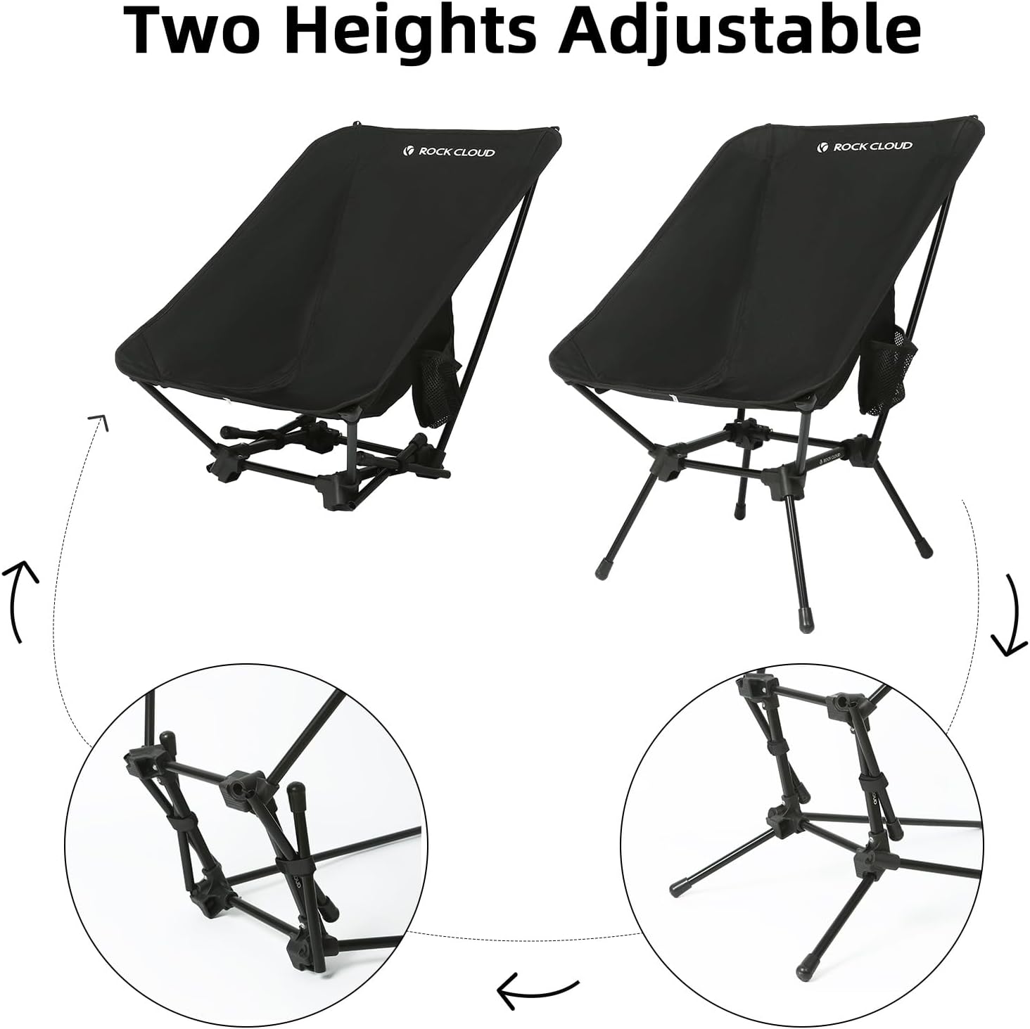 ROCK CLOUD Paquete de 2 sillas de campamento compactas portátiles y ultraligeras, sillas plegables para exteriores, tamaño grande para campamento,