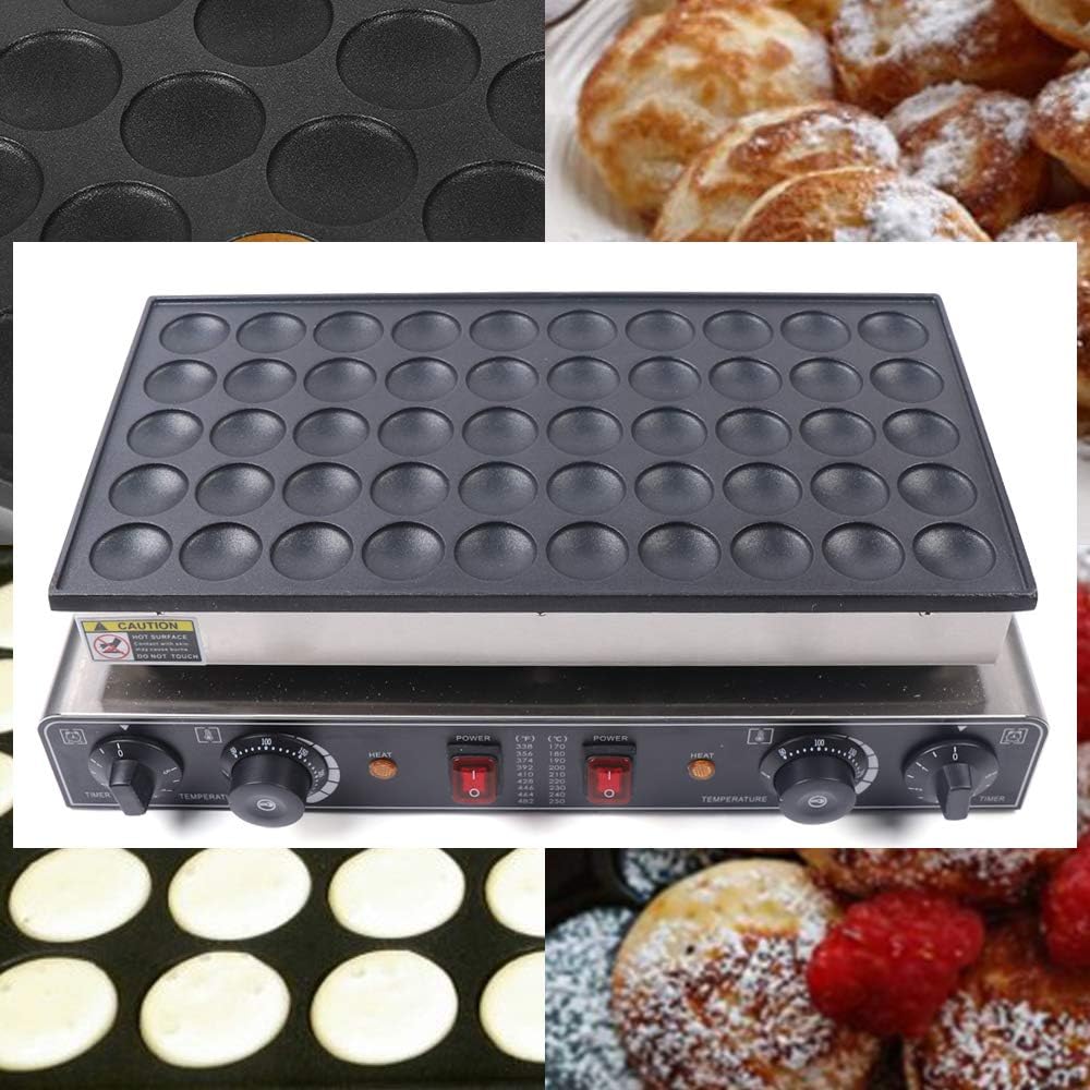 1.7KW 110V Máquina comercial para hacer panqueques 50 agujeros eléctrico mini holandés panadero antiadherente waffles panadero para el hogar cocina