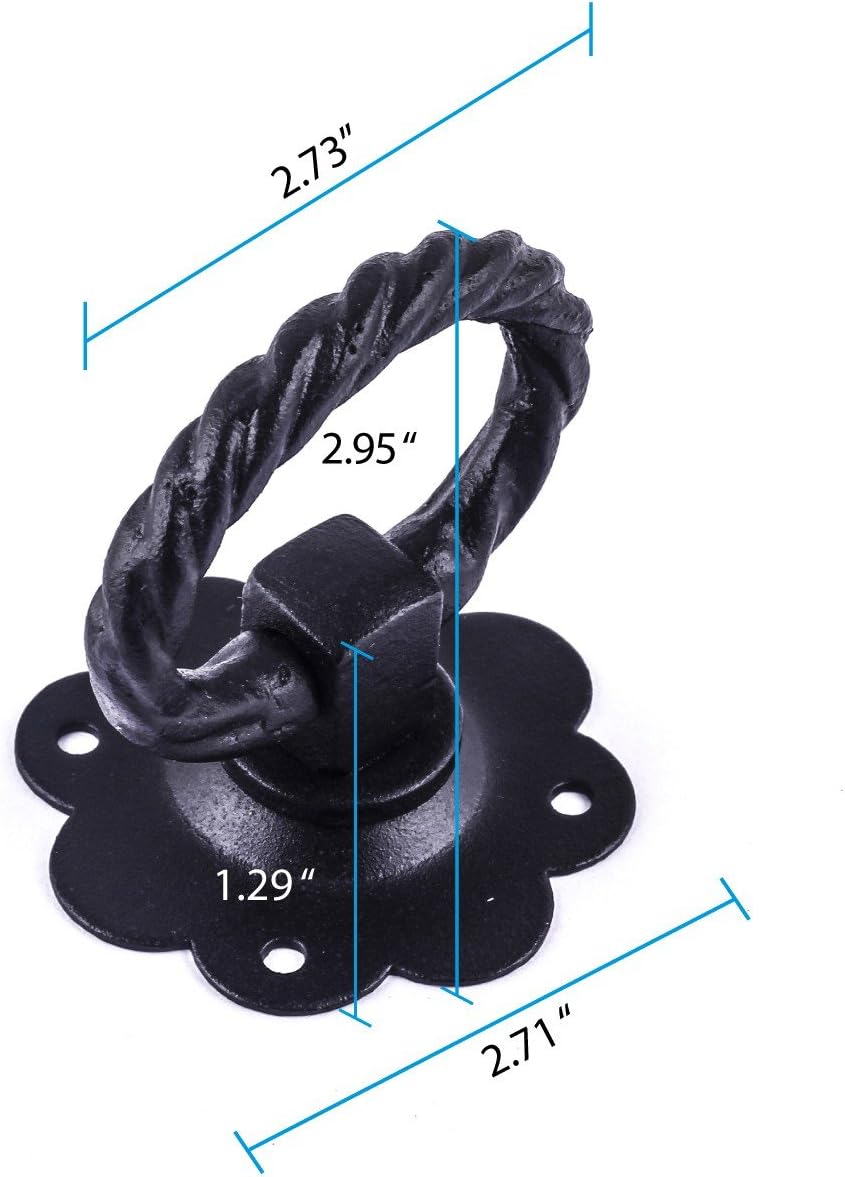 Renovators Supply Manufacturing Cerradura de puerta de hierro forjado negro de 6 pulgadas con herrajes de montaje