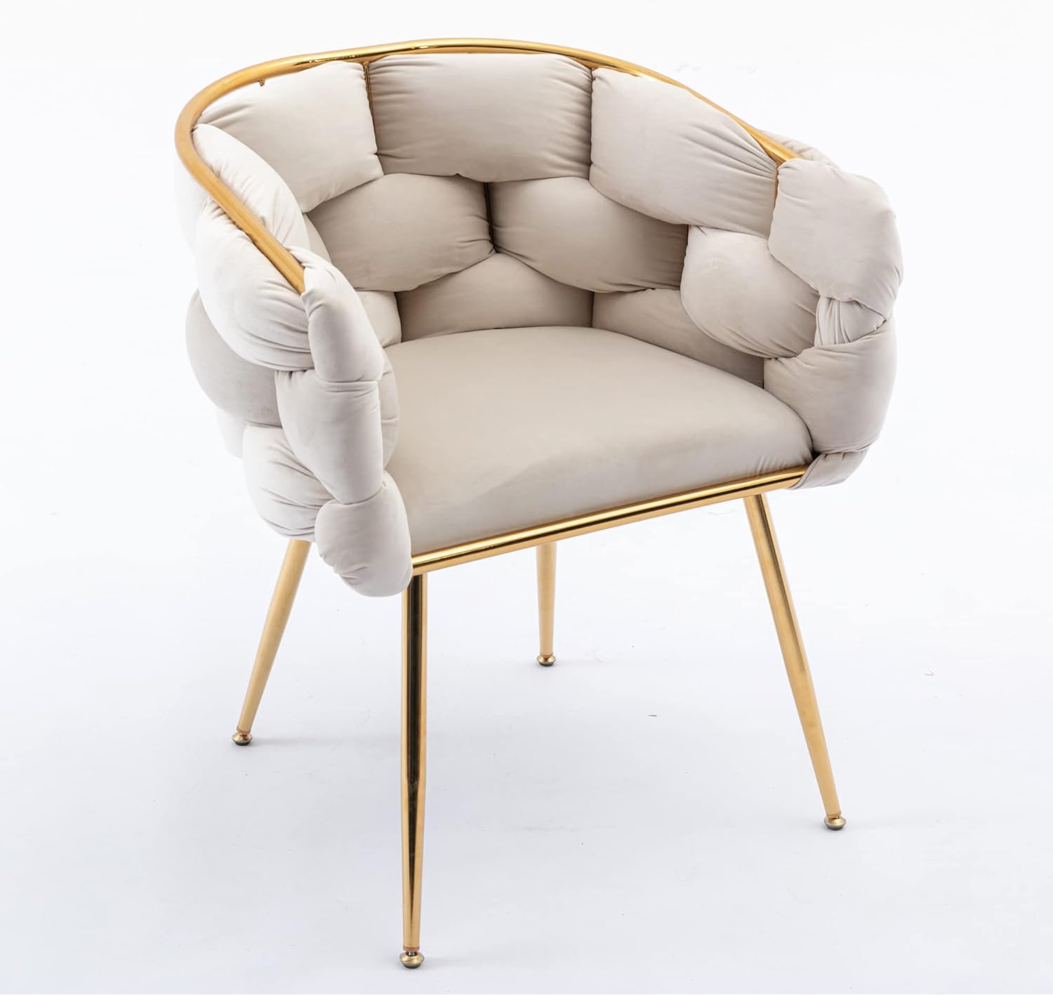 Silla decorativa de lujo hecha a mano con patas doradas, moderno sillón de terciopelo para sala de estar y dormitorio, taburete de tocador, silla de