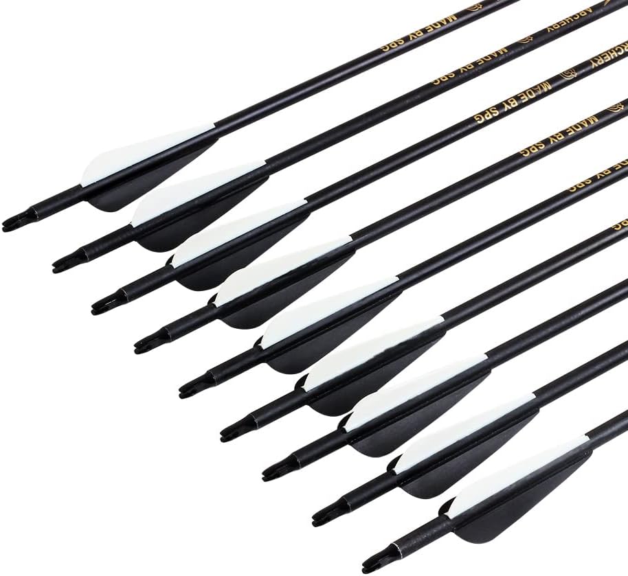 SOPOGER Juego de flechas de carbono de 30 pulgadas y 6 unidades de flechas de carbono para caza con arco compuesto y arco recurvo 500 flechas de