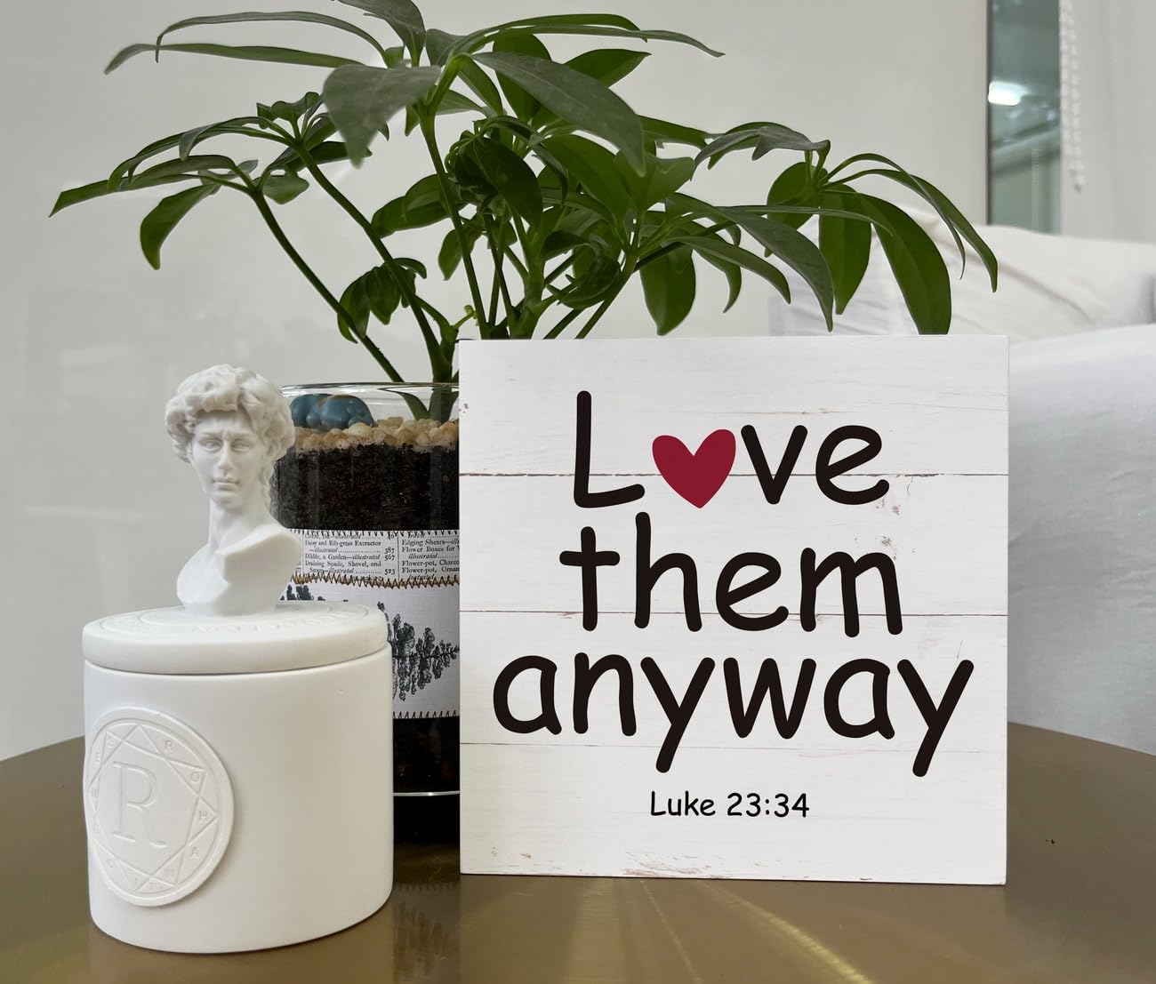 Letrero cristiano, caja de madera, decoración de escritorio, letrero de escritura positiva, decoración de mesa decorativa, letrero familiar,