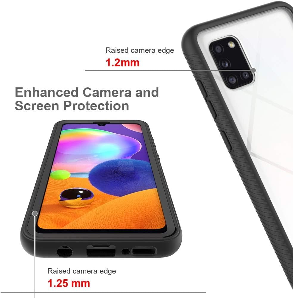 Asuwish Funda de teléfono para Samsung Galaxy A31 con protector de pantalla de vidrio templado y soporte delgado, híbrida, resistente, funda