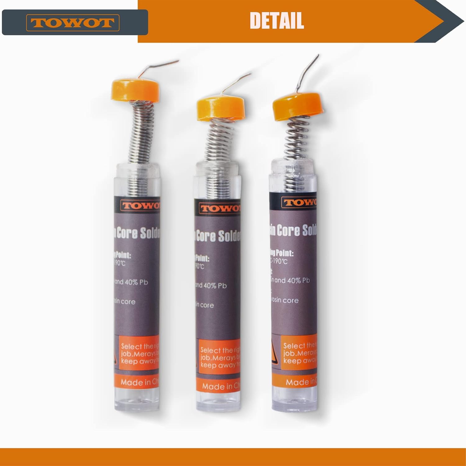 TOWOT Alambre de soldadura con núcleo de colofonia, 3 PCS (0.031 in0.35 oz) Herramienta de soldadura de hierro fundente de núcleo de estaño y plomo