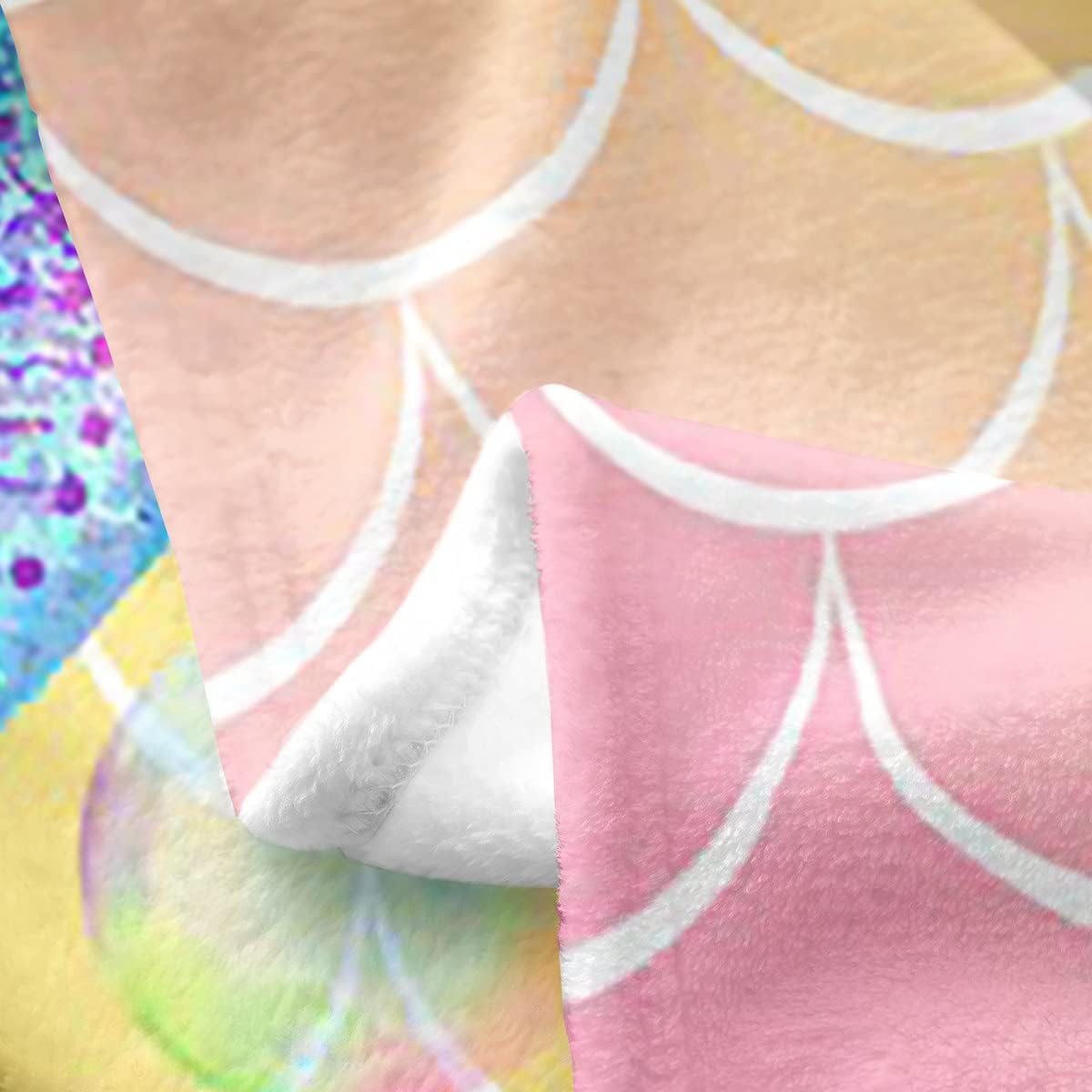 Erosebridal Manta de cola de sirena para niños, manta de vellón de sirena de 40 x 50 pulgadas para niñas, manta de franela de escamas de peces