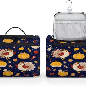 Thanksgiving Day Fun Style Toiletry Bag for Women Travel Makeup Organizer with Hanging Hook Traveling Cosmetic Bags for Toiletries Accessories Thanksgiving Day Fun Style Toiletry Bag for Women Travel Makeup Organizer with Hanging Hook Traveling Cosmetic Bags for Toiletries Accessories