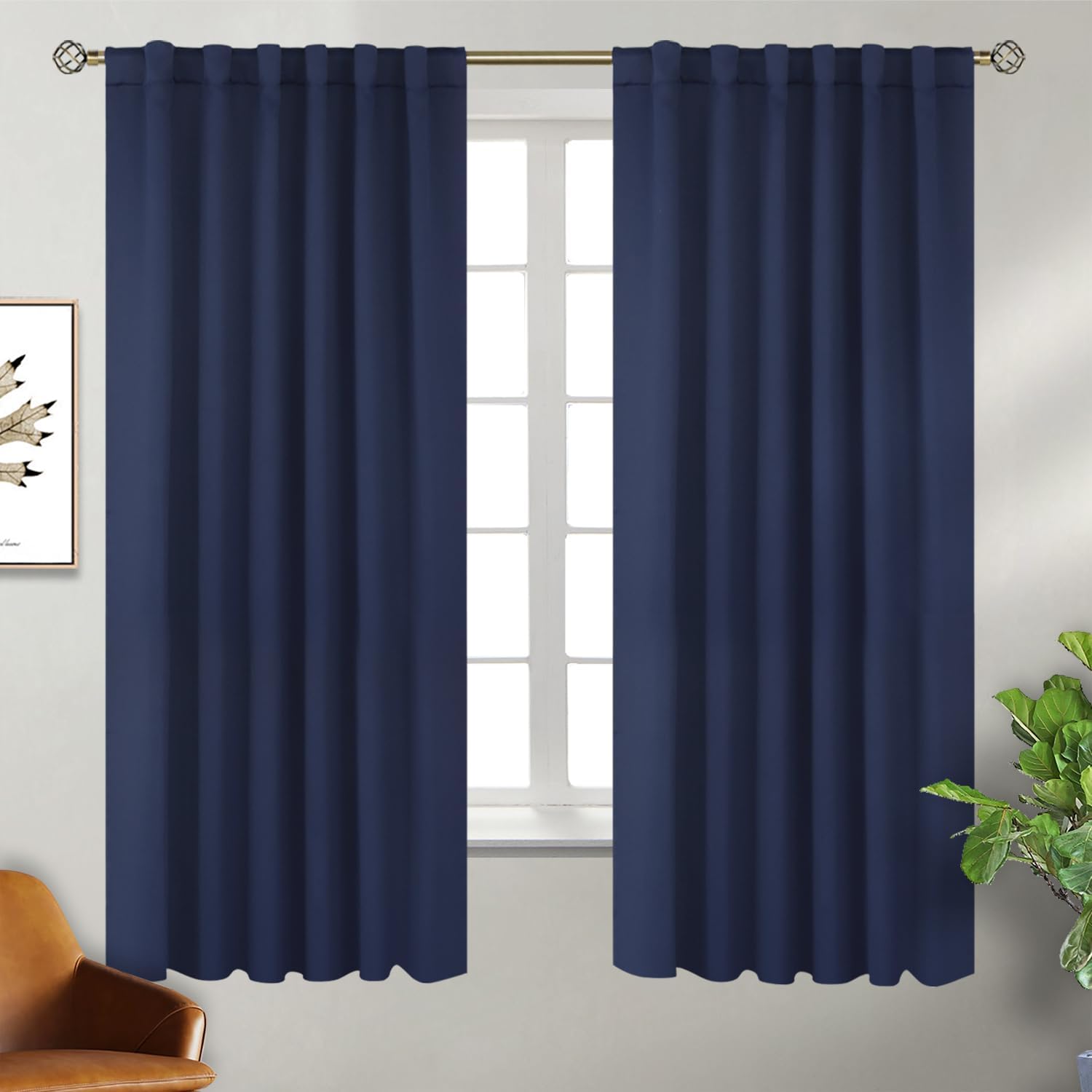BGment – Cortinas que bloquean la luz con bolsillo para cortinero y pestaña trasera, para dormitorio, cortinas de oscurecimiento térmicas para sala