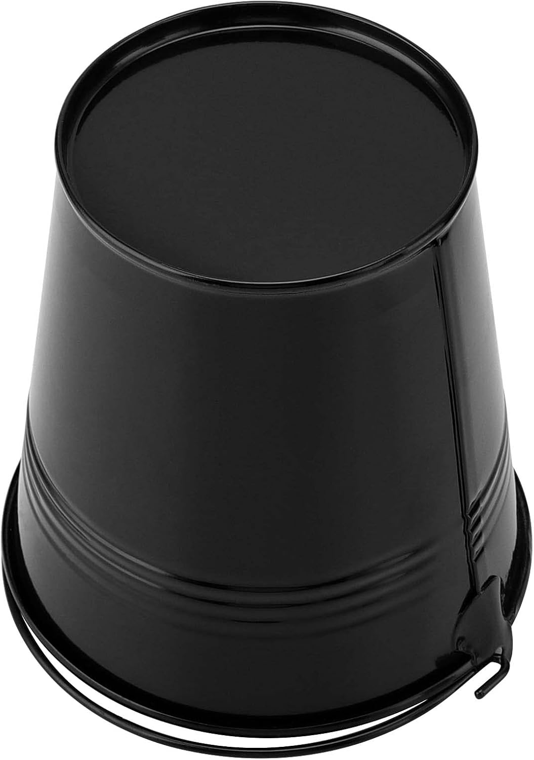 TAICHEUT Paquete de 15 cubos negros pequeños galvanizados, cubos de metal con asa, cubo pequeño para fiesta, para flores, dulces, aperitivos y