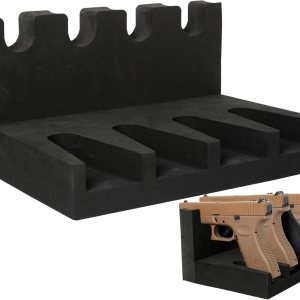Estante para pistola seguro  Soporte de pistola de espuma para gabinete de armas, soporte de pistola de mano con 2 tiras magnéticas para 4 pistolas, Estante para pistola seguro  Soporte de pistola de espuma para gabinete de armas, soporte de pistola de mano con 2 tiras magnéticas para 4 pistolas,