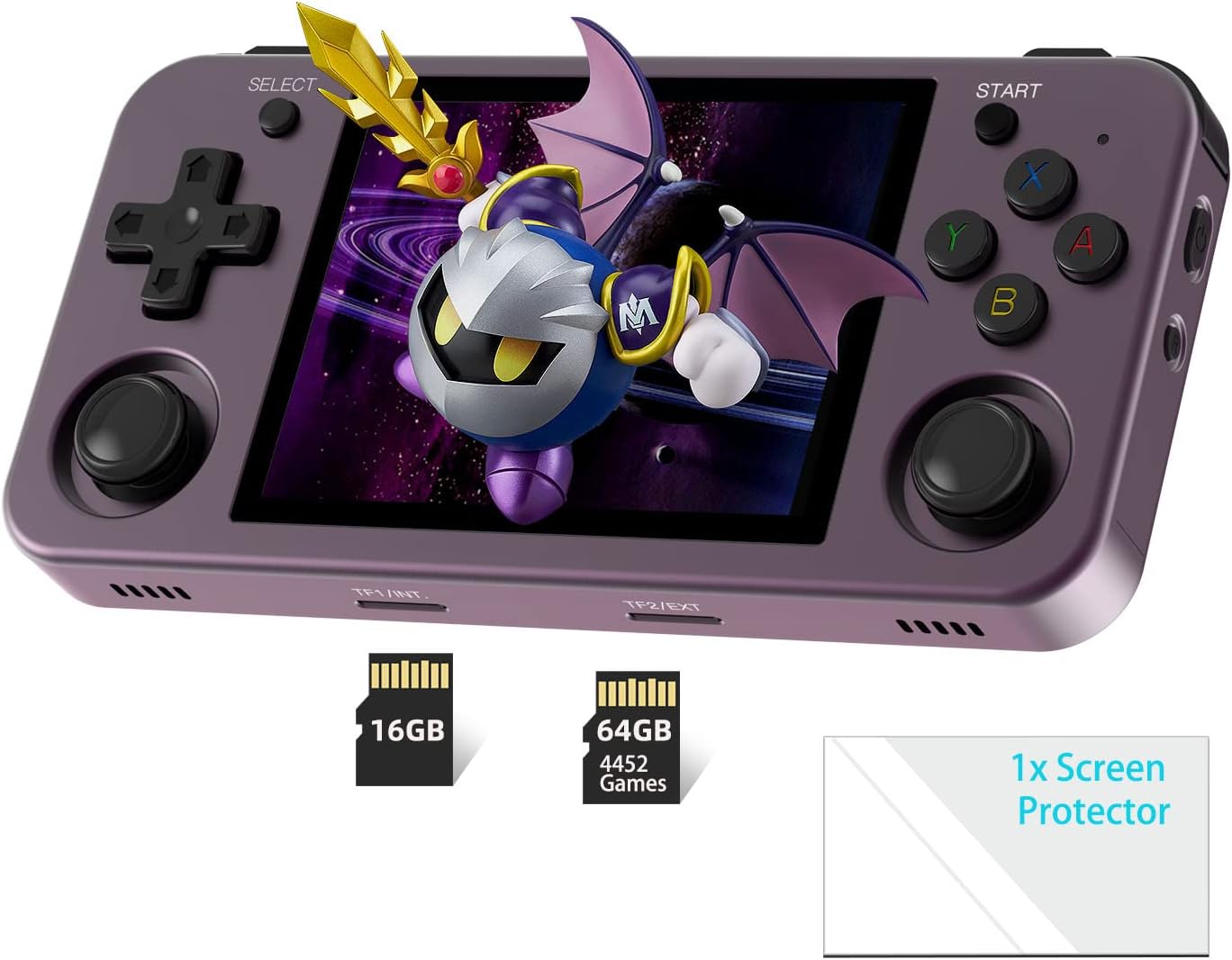 RG353M – Consola de juegos portátil integrada con tarjeta 64G 4452 juegos, carcasa de aleación de aluminio y pantalla IPS multitáctil de 3.5