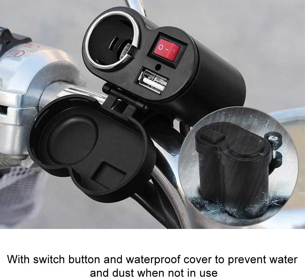 para 12 V. toma de corriente Yctze 12-24V motocicleta impermeable encendedor de cigarrillos enchufe USB toma de corriente toma de corriente