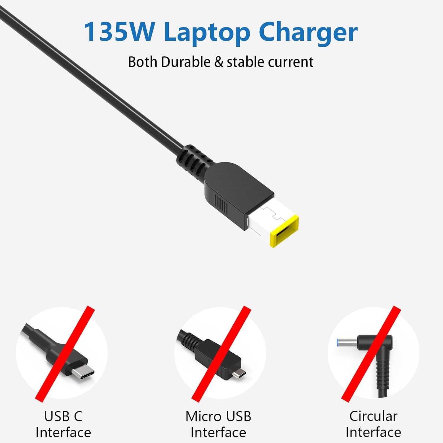 Adaptador de CA de 135 W Cargador para portátil Lenovo IdeaPad Y40-70 Y50-70 Y50-80 Y520-15 Y700-15ISK 720-15IKB Thinkpad P1 P71 440P T450P T460P