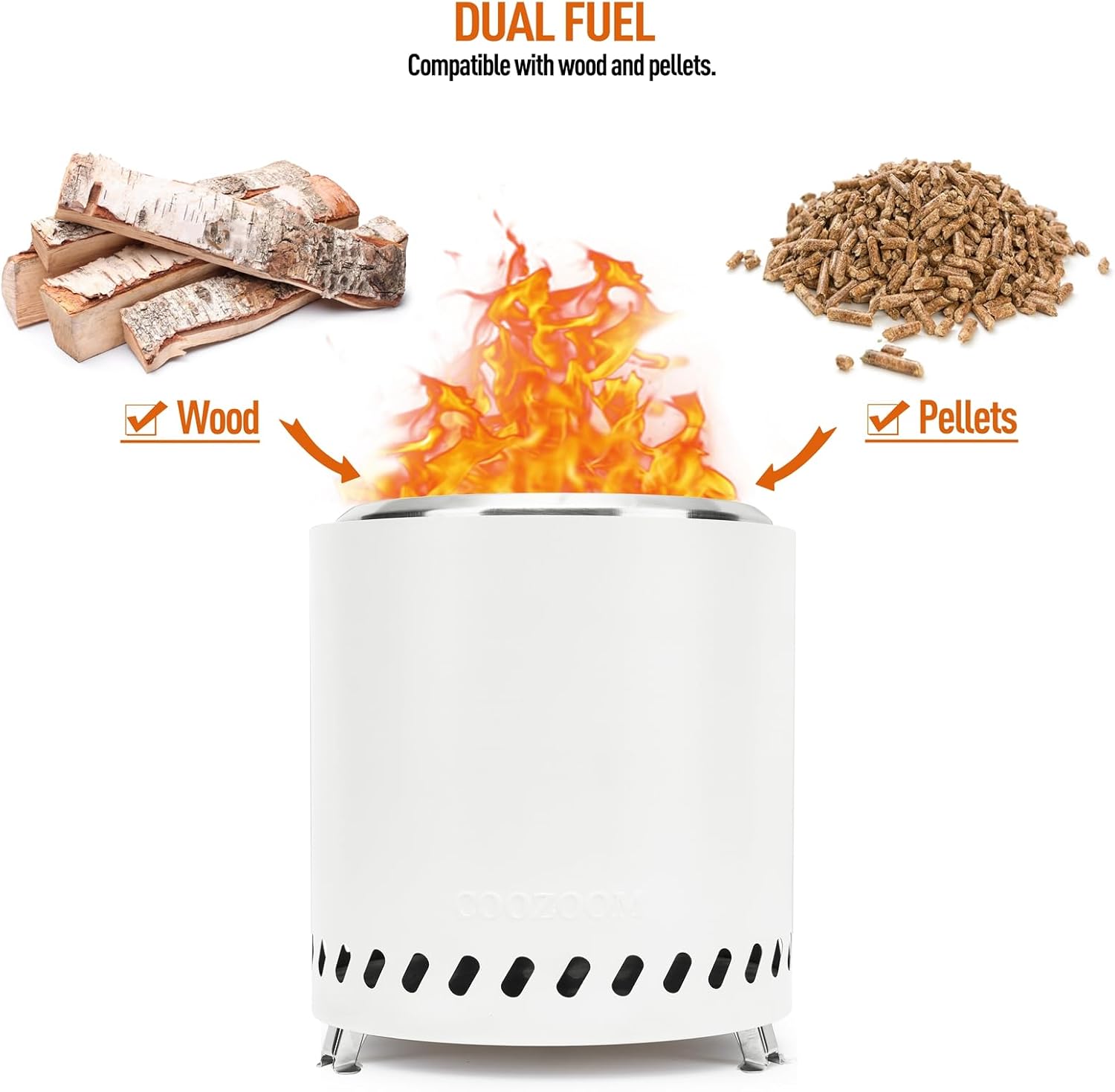 Chimenea portátil de mesa mini estufa de acero inoxidable de 8.6 pulgadas con soporte, fogata de mesa de bajo consumo de humo alimentado por pellets