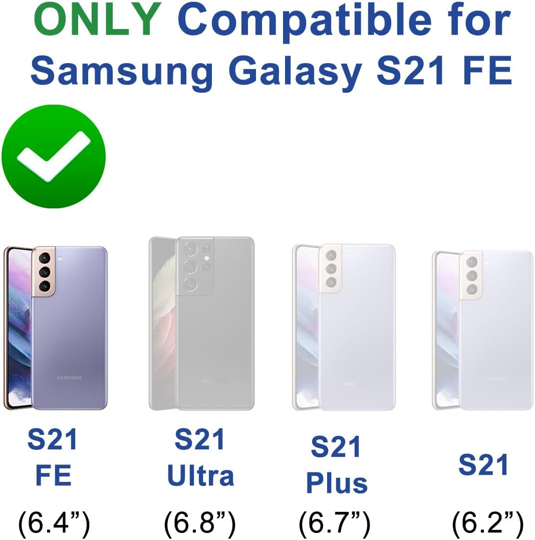 Funda para Samsung Galaxy S21 FE 5G, con 2 protectores de pantalla, soporte magnético de anillo de 360 integrado, borde galvanizado de lujo,
