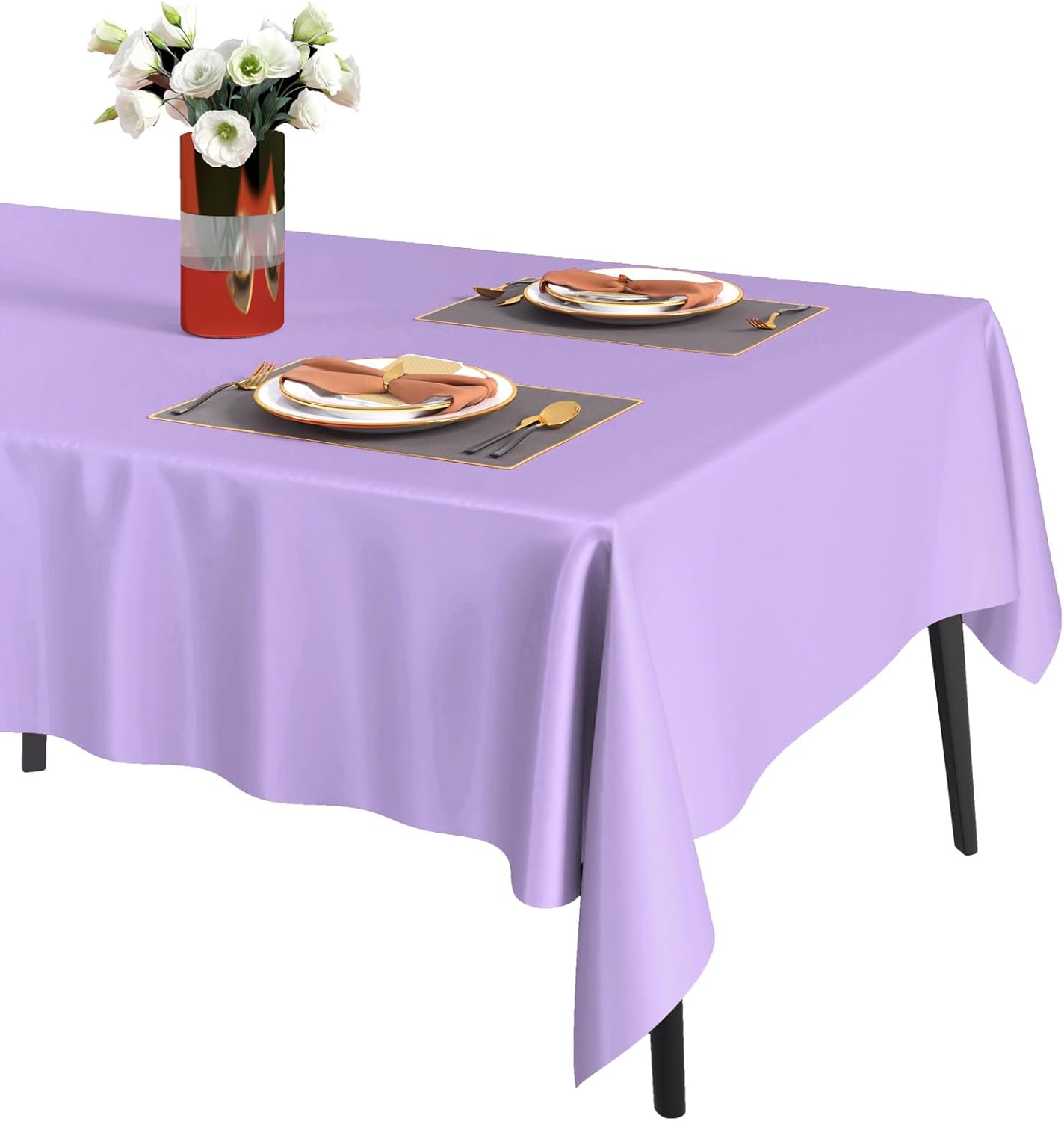 Fixwal Paquete de 3 manteles de plástico desechables color lavanda, de 54 x 108 pulgadas, manteles rectangulares de plástico de alta calidad para