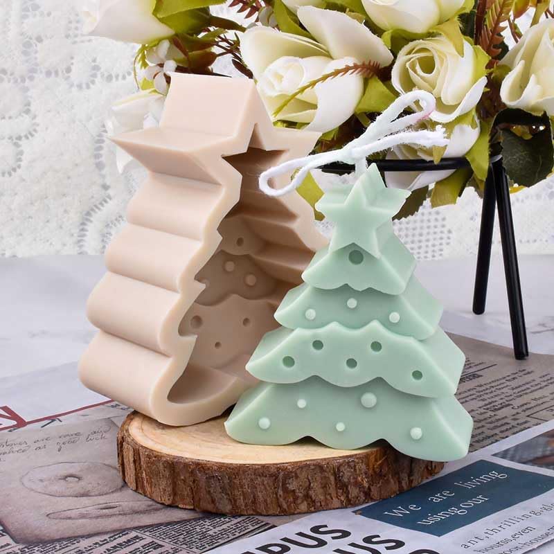 Tone Fun Moldes de silicona con forma de árbol de Navidad de estrella para hacer velas, resina, velas de aromaterapia, jabón de cera hecho a mano,