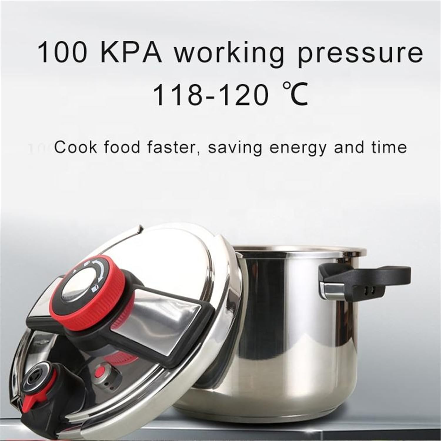 Olla a presión hecha de acero inoxidable, olla a presión con válvula de seguridad, ahorro de energía de hasta un 50%, apta para todas las cocinas,