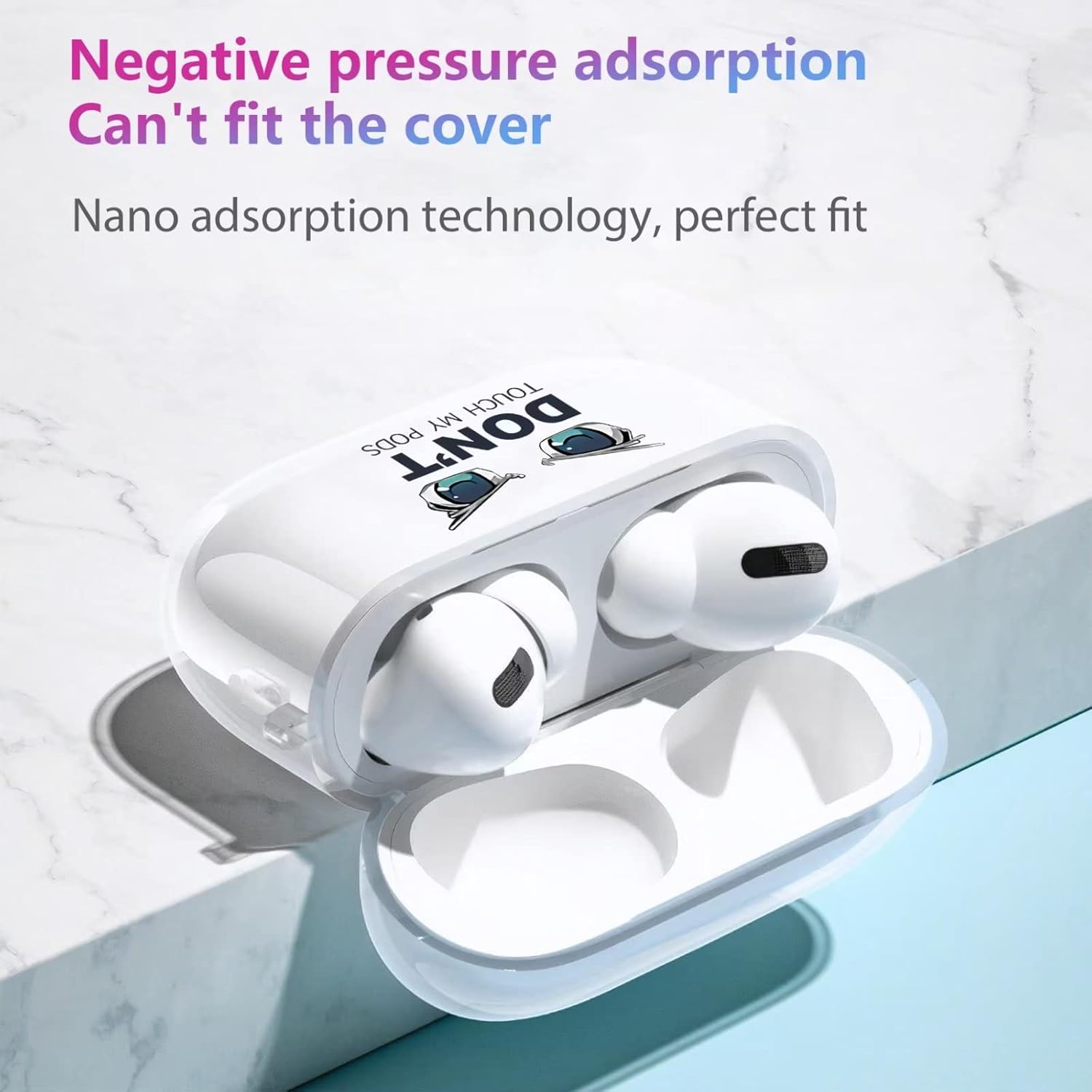 Funda transparente para AirPod Pro 2019, Don’t Touch My PODS Negro Cool Cover con llavero Big Eyes Cute Cartoon para AirPods Pro, funda transparente