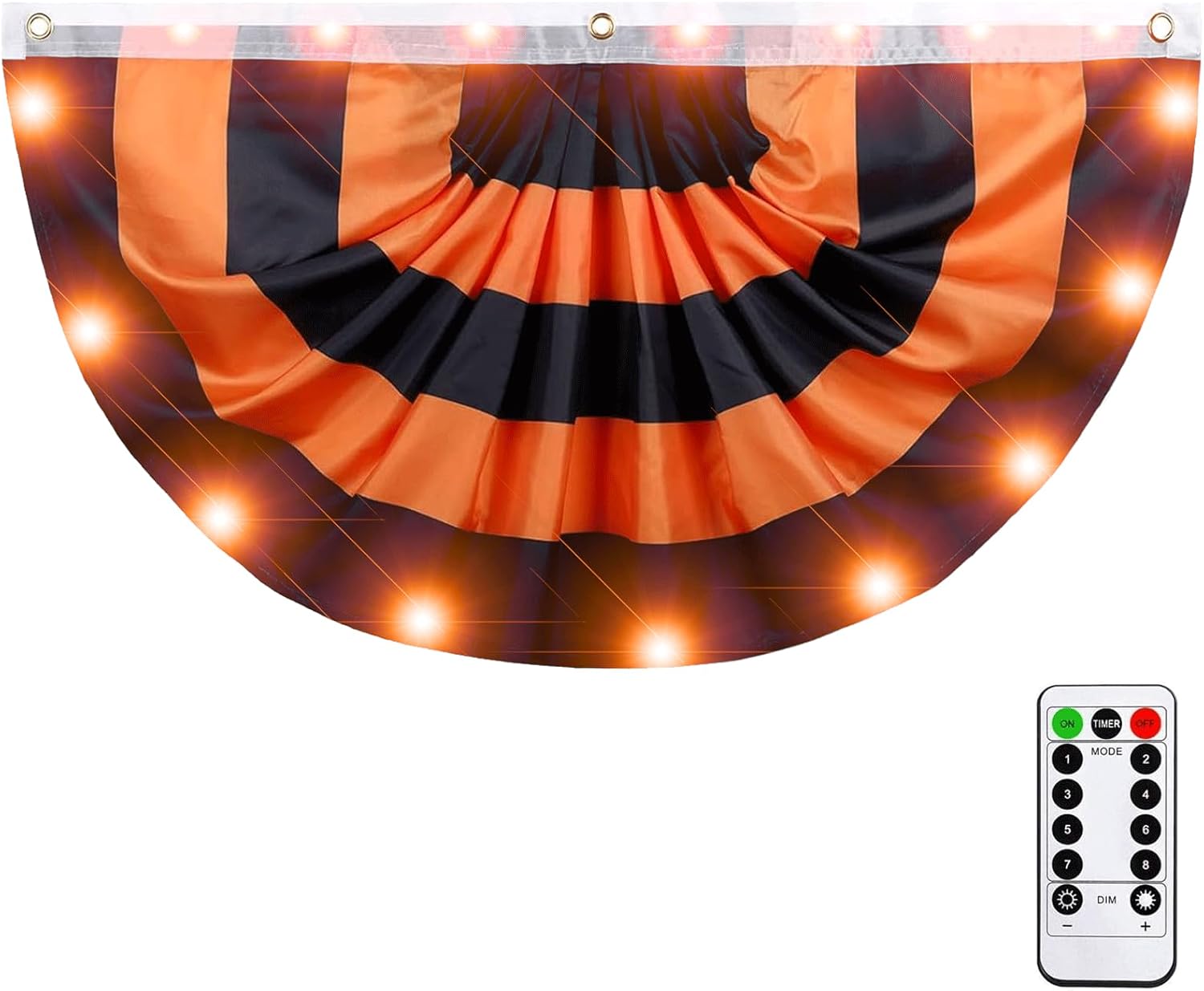Jetec Banderines LED de Halloween de 2 x 4 pies, bandera plisada de Halloween con 3 ojales para colgar, bandera de jardín, banderines al aire libre,