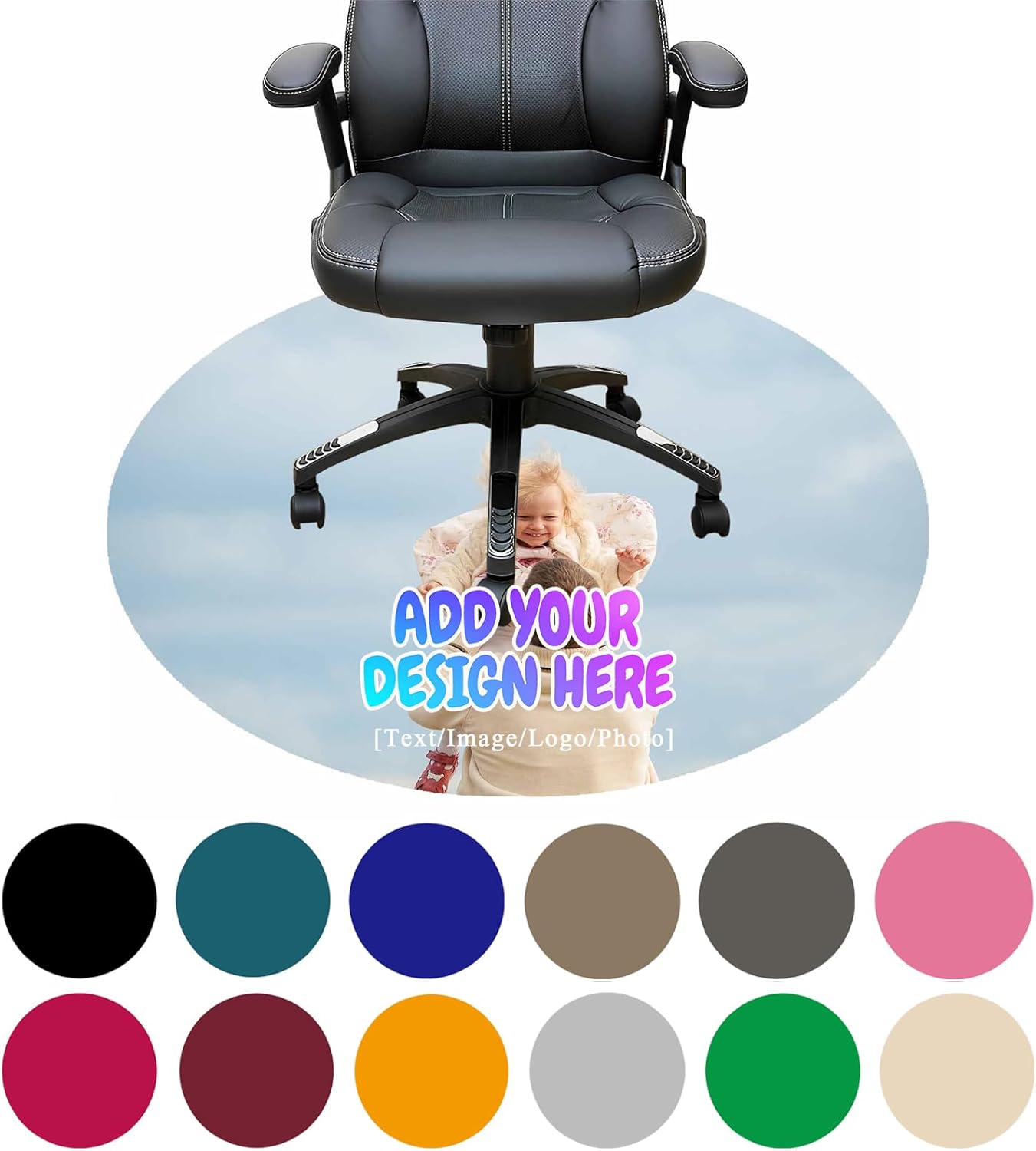 Alfombrillas personalizadas para silla de oficina para suelo de madera dura y azulejos, personalizadas con texto, foto, computadora, oficina,