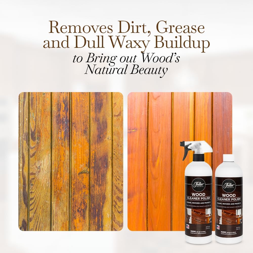 Fuller Brush Limpiador de madera – Fórmula sin cera – Elimina el polvo, residuos, grasa y acumulación de cera – Limpia y revitaliza la madera –