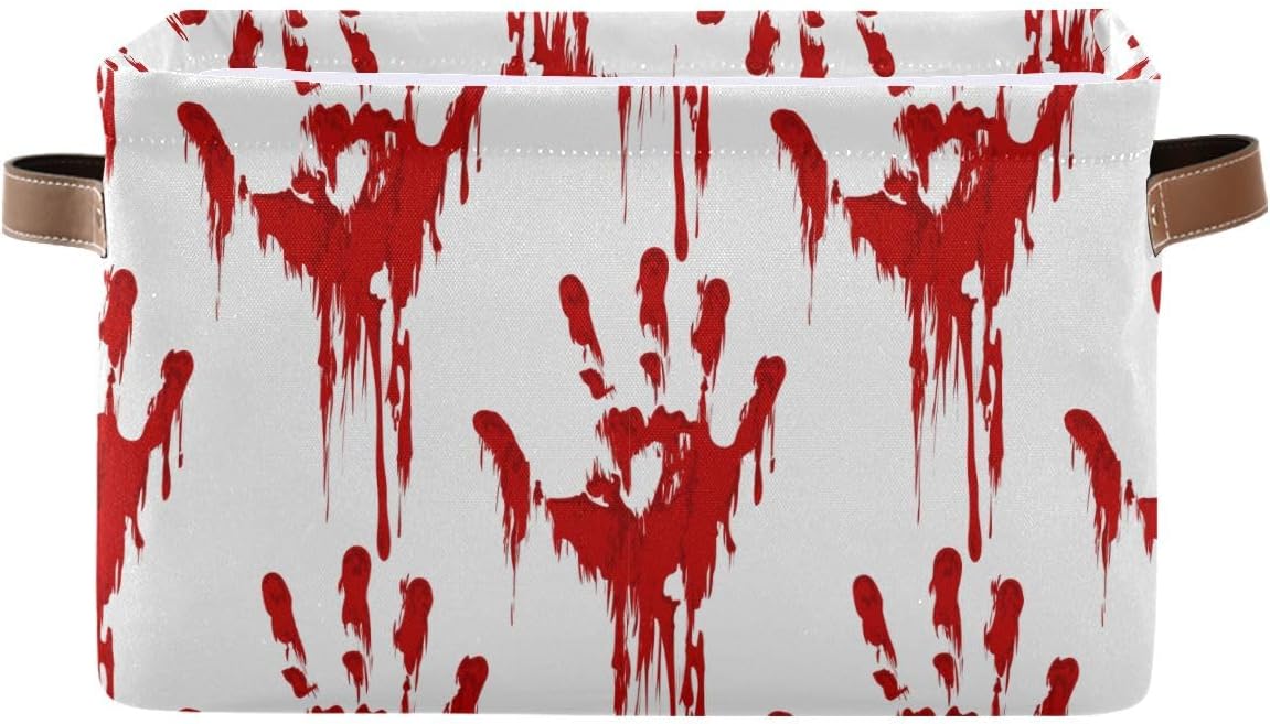 Bloody Scary Hands – Cesta de almacenamiento grande, bolsa organizadora plegable de tela con asas, 15 x 11 x 9.5 pulgadas