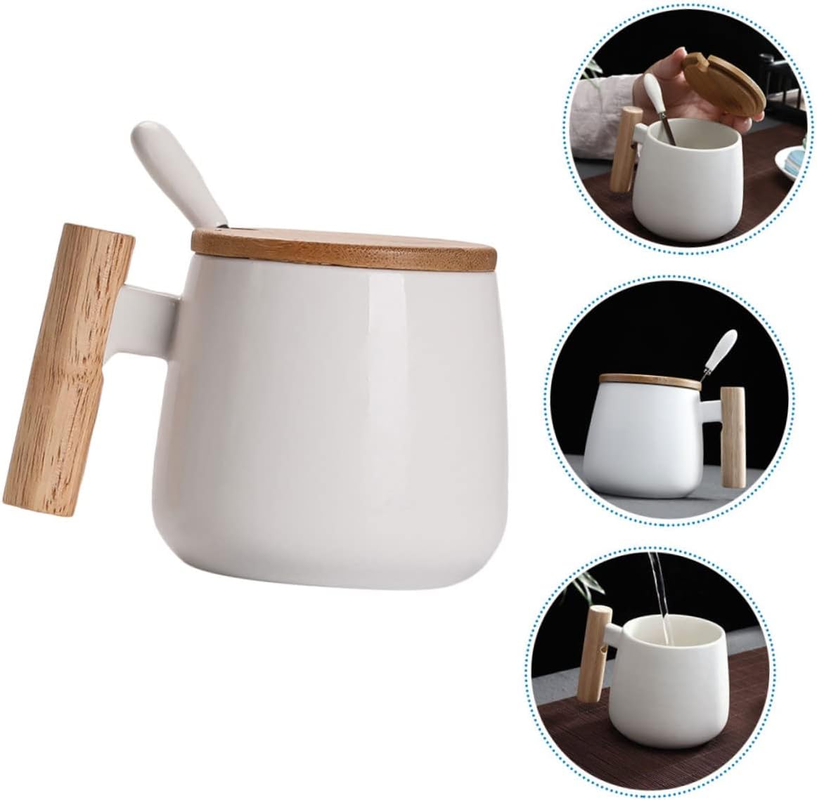Abaodam 2 juegos de taza de leche con tapa, taza de cerámica para beber, taza de café expresso, tazas de té, tazas de té de la tarde, tazas de té