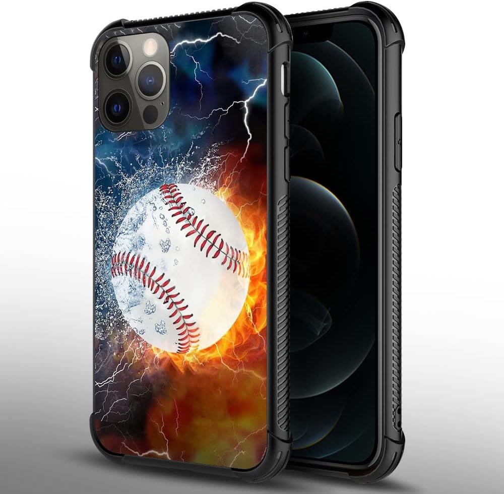 DAIZAG Funda compatible con iPhone 11 Pro Max Ice Fire Baseball Funda de teléfono a prueba de golpes suave TPU para niños y hombres, funda de regalo