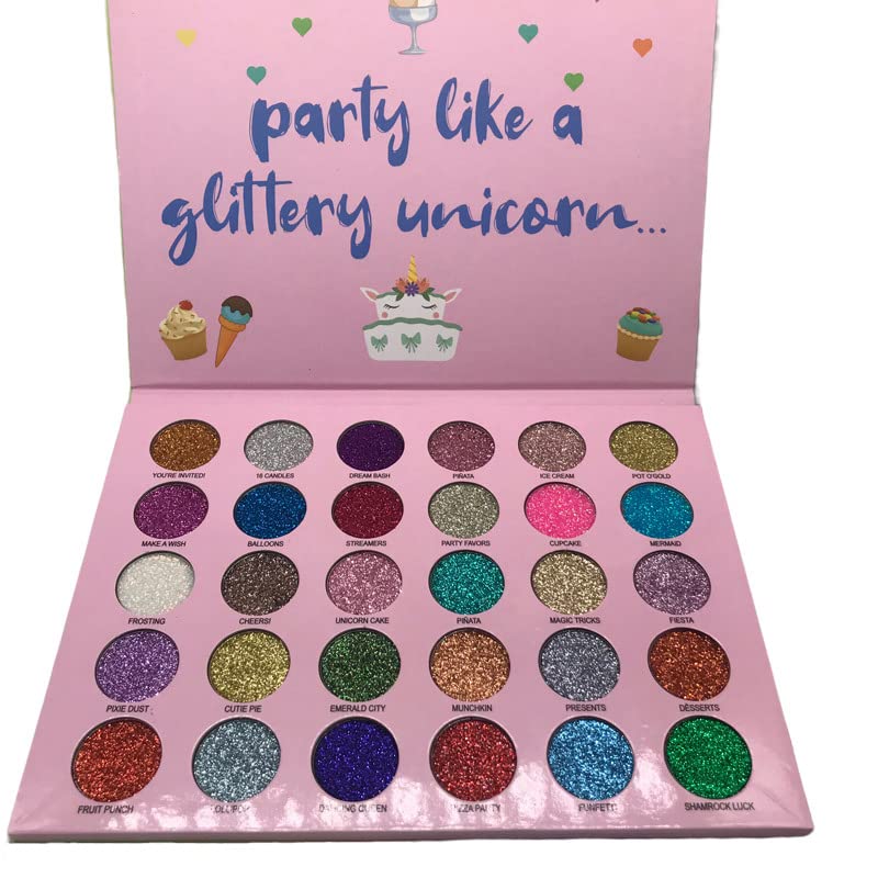 ABELYN Paleta de maquillaje de sombra de ojos con purpurina de 30 colores, paleta de sombra de ojos brillante + 1 pincel de sombra de ojos de larga