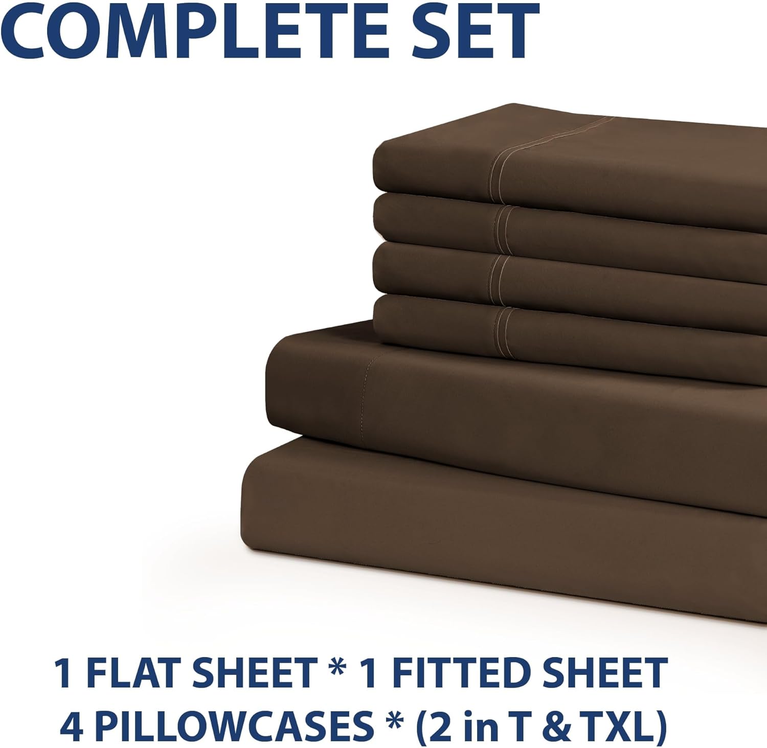 Home Collection Micro Caress – Lujoso juego de sábanas de 3 piezas de 3 piezas de 2.16 ozm con 1 funda de almohada adicional, color marrón