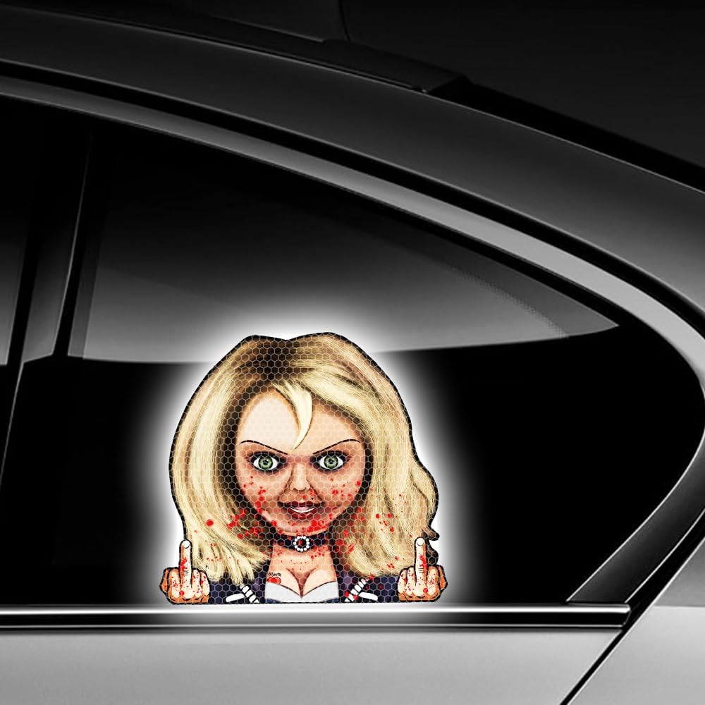 Adhesivo reflectante de Halloween con el dedo medio para automóviles, personajes de películas de terror 3D, vinilo para mirar al auto, para ventana,