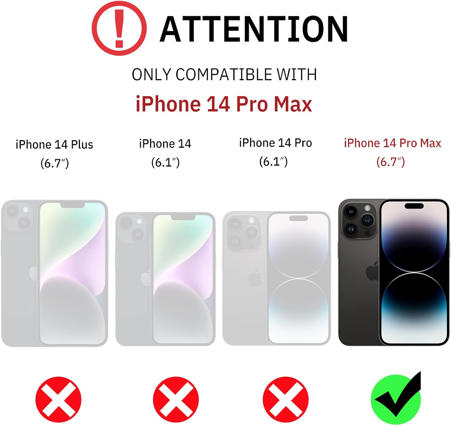 CUSTYPE – Funda protectora de cuero a prueba de golpes para iPhone 14 Pro Max, compatible con carga inalámbrica, soporte de 2 vías, soporte de
