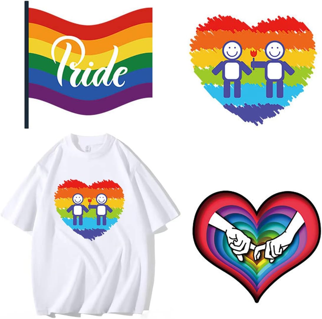 Calcomanías para planchar grandes para planchar, de vinilo para el Día del Orgullo Gay, parches para planchar con bandera de arco iris, diseño de