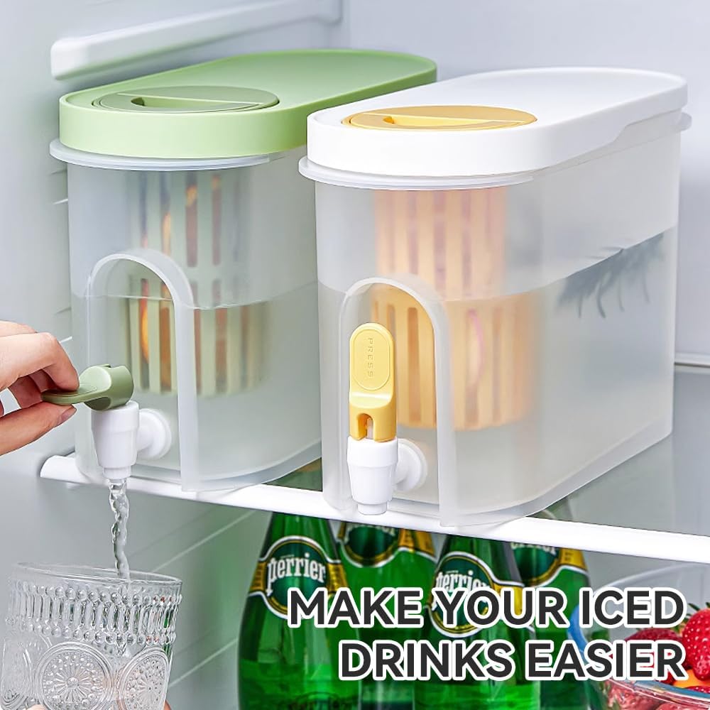 Dispensador de bebidas con espita de plástico para fiestas, jarra de limonada con filtro, jugo, agua fría, té, café, recipiente para nevera,