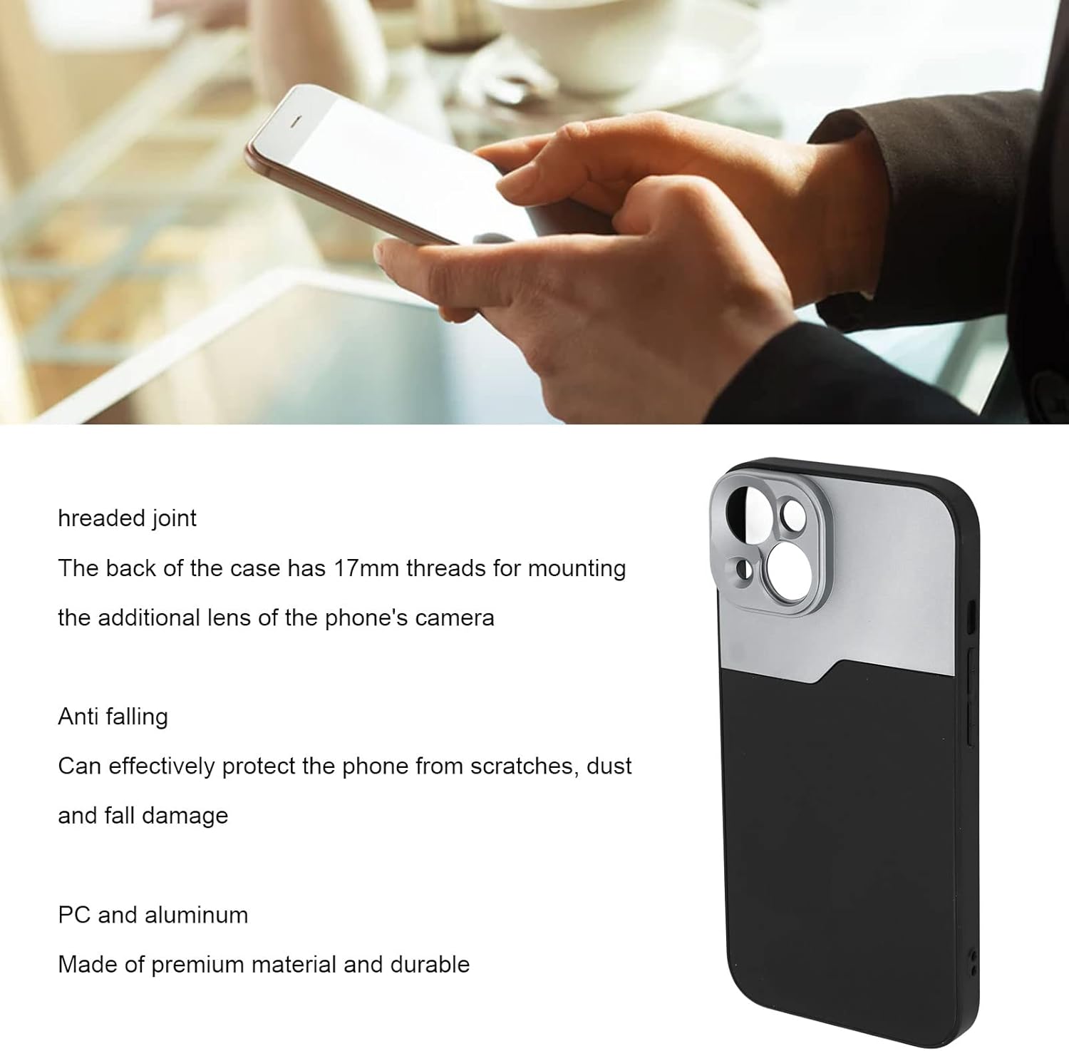 Funda protectora para 14, funda de teléfono de cuerpo completo, con rosca universal de 0.669 in, para conectar lente de 0.669 in, funda protectora a